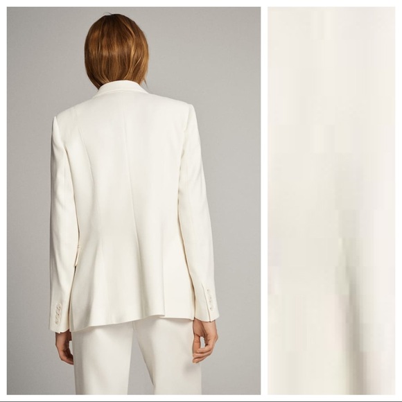 NWT. Massimo Dutti White Crepe Blazer. Size 8. - Picture 2 of 8